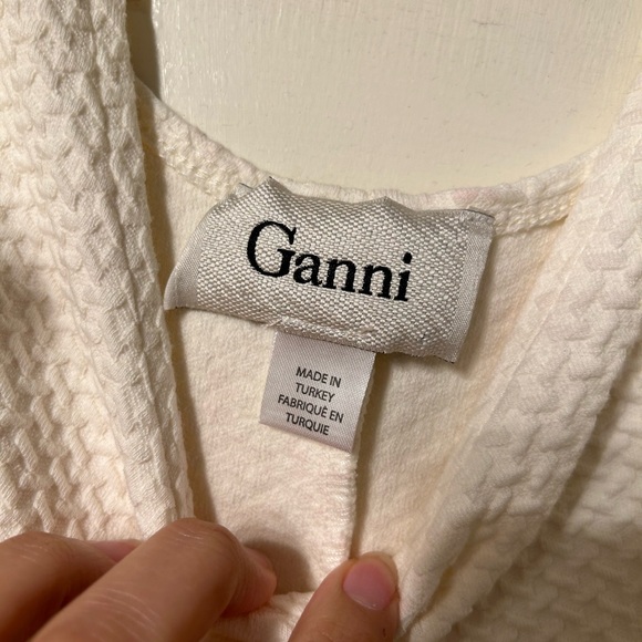 Ganni from ANTHROPOLOGIE White Sleeveless Peplum Top Small - Picture 4 of 6